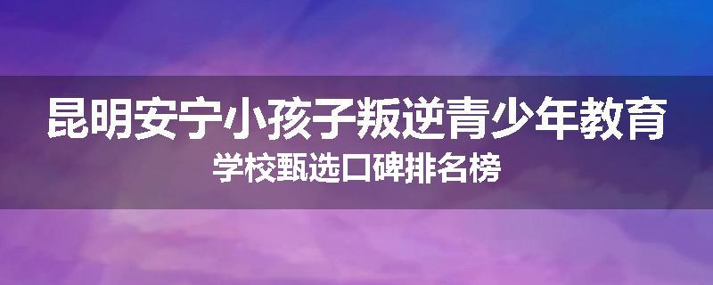 昆明安宁小孩子叛逆青少年教育学校甄选口碑排名榜
