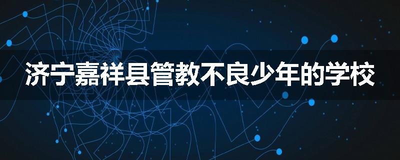 济宁嘉祥县管教不良少年的学校