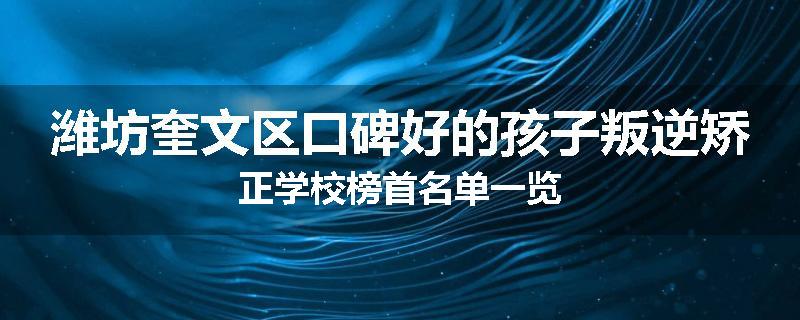 潍坊奎文区口碑好的孩子叛逆矫正学校榜首名单一览