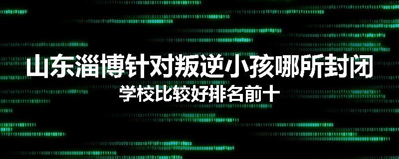 山东淄博针对叛逆小孩哪所封闭学校比较好排名前十