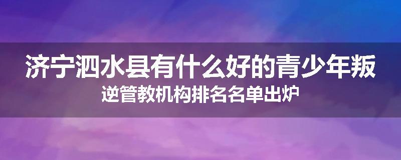 济宁泗水县有什么好的青少年叛逆管教机构排名名单出炉