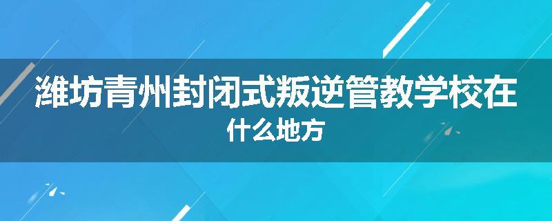 潍坊青州封闭式叛逆管教学校在什么地方