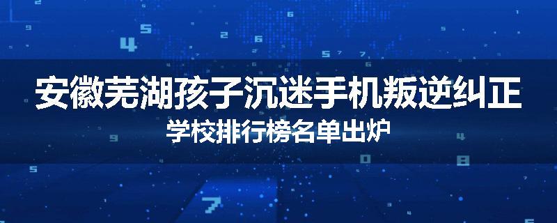 安徽芜湖孩子沉迷手机叛逆纠正学校排行榜名单出炉
