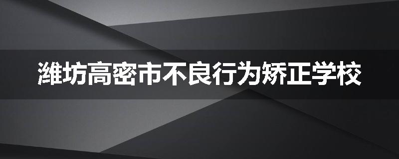 潍坊高密市不良行为矫正学校