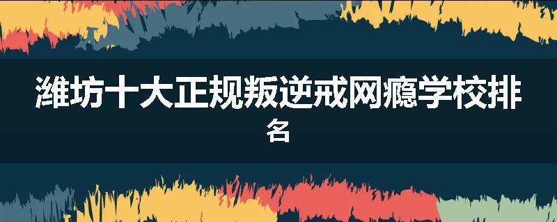潍坊十大正规叛逆戒网瘾学校排名
