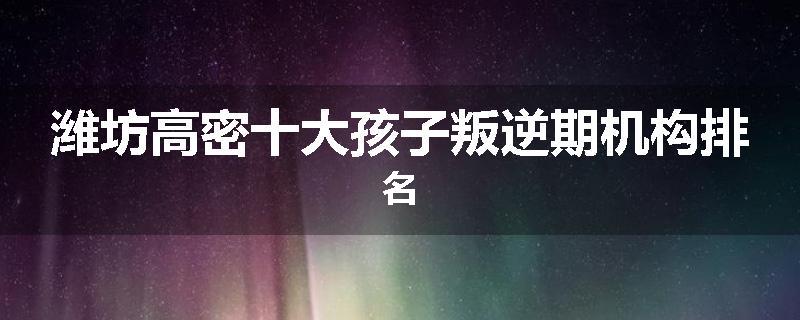 潍坊高密十大孩子叛逆期机构排名