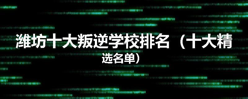 潍坊十大叛逆学校排名（十大精选名单）