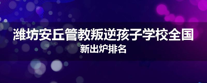 潍坊安丘管教叛逆孩子学校全国新出炉排名
