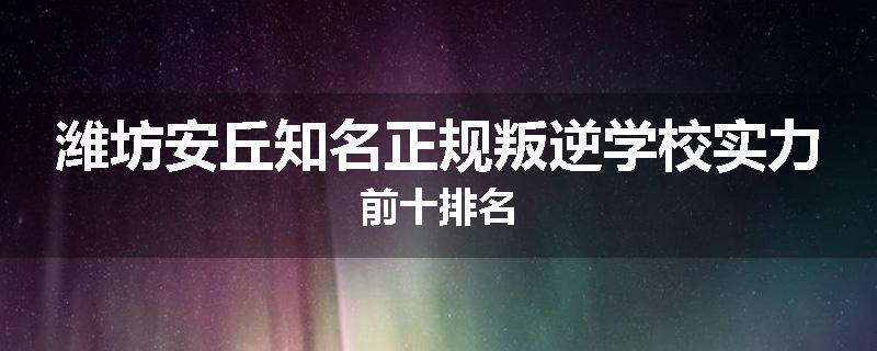 潍坊安丘知名正规叛逆学校实力前十排名