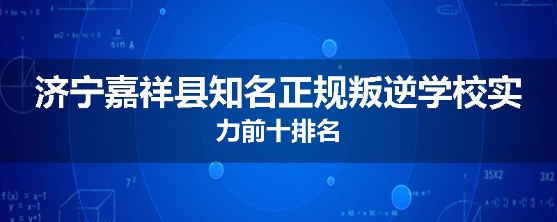 济宁嘉祥县知名正规叛逆学校实力前十排名