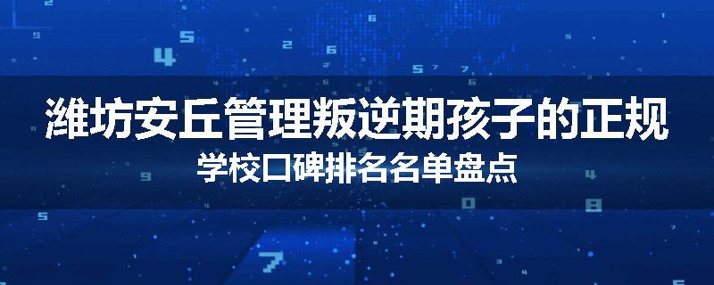 潍坊安丘管理叛逆期孩子的正规学校口碑排名名单盘点
