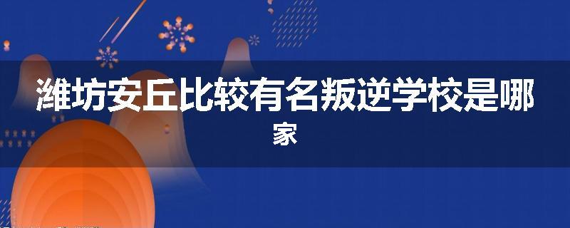 潍坊安丘比较有名叛逆学校是哪家