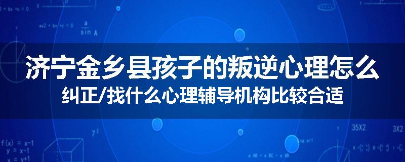 济宁金乡县孩子的叛逆心理怎么纠正/找什么心理辅导机构比较合适