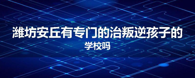潍坊安丘有专门的治叛逆孩子的学校吗