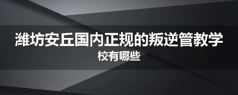 潍坊安丘国内正规的叛逆管教学校有哪些