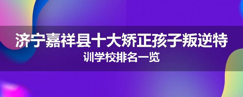 济宁嘉祥县十大矫正孩子叛逆特训学校排名一览