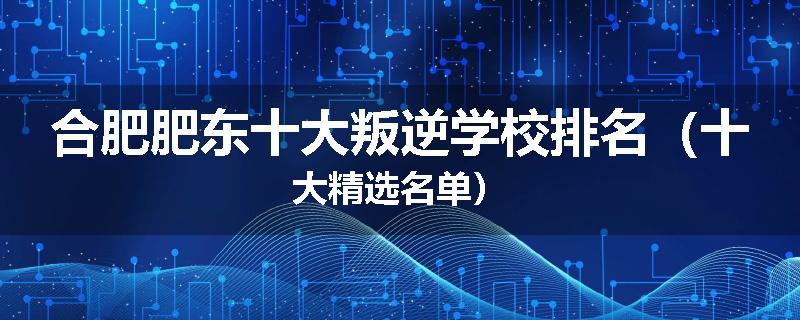 合肥肥东十大叛逆学校排名（十大精选名单）