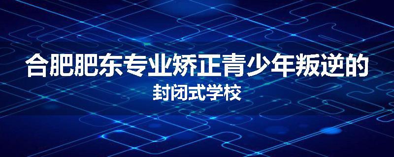 合肥肥东专业矫正青少年叛逆的封闭式学校