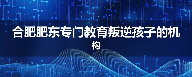 合肥肥东专门教育叛逆孩子的机构