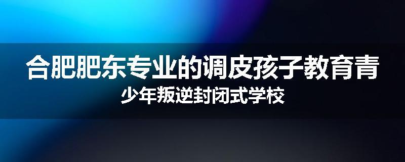 合肥肥东专业的调皮孩子教育青少年叛逆封闭式学校