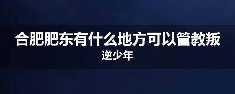 合肥肥东有什么地方可以管教叛逆少年