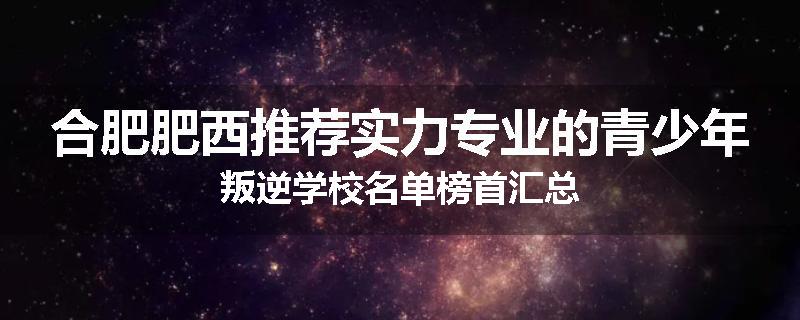 合肥肥西推荐实力专业的青少年叛逆学校名单榜首汇总