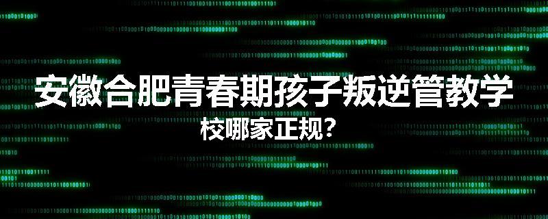 安徽合肥青春期孩子叛逆管教学校哪家正规？