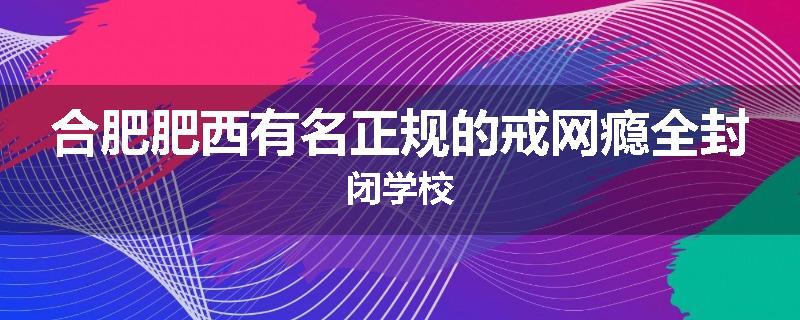 合肥肥西有名正规的戒网瘾全封闭学校