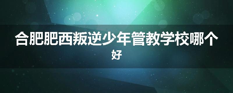 合肥肥西叛逆少年管教学校哪个好