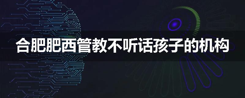 合肥肥西管教不听话孩子的机构