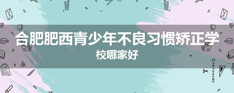 合肥肥西青少年不良习惯矫正学校哪家好