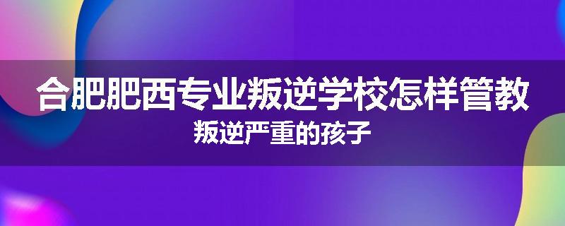 合肥肥西专业叛逆学校怎样管教叛逆严重的孩子