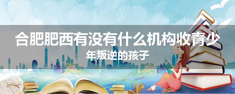 合肥肥西有没有什么机构收青少年叛逆的孩子