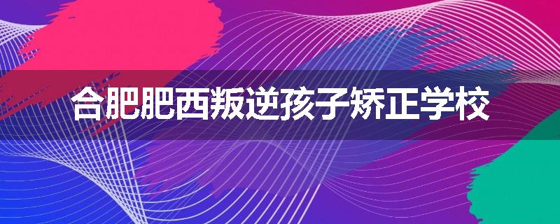 合肥肥西叛逆孩子矫正学校