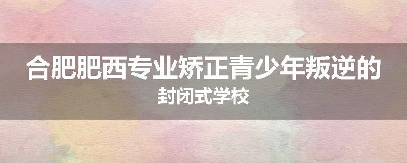 合肥肥西专业矫正青少年叛逆的封闭式学校