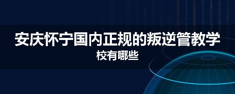 安庆怀宁国内正规的叛逆管教学校有哪些