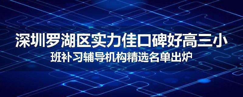 深圳罗湖区实力佳口碑好高三小班补习辅导机构精选名单出炉