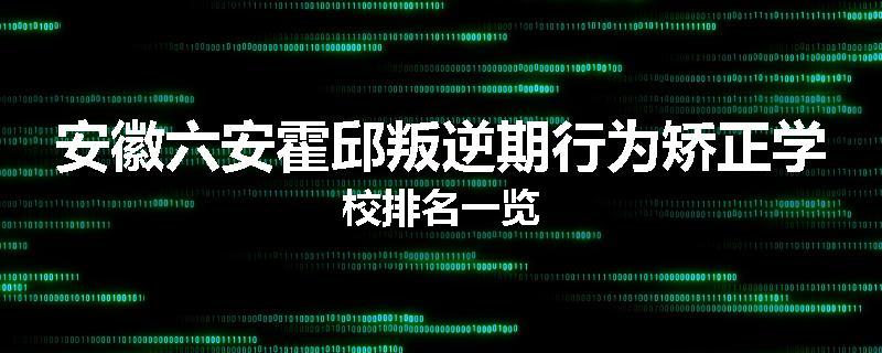 安徽六安霍邱叛逆期行为矫正学校排名一览