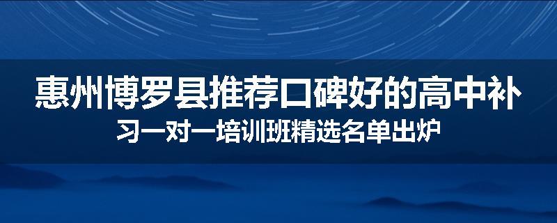 惠州博罗县推荐口碑好的高中补习一对一培训班精选名单出炉