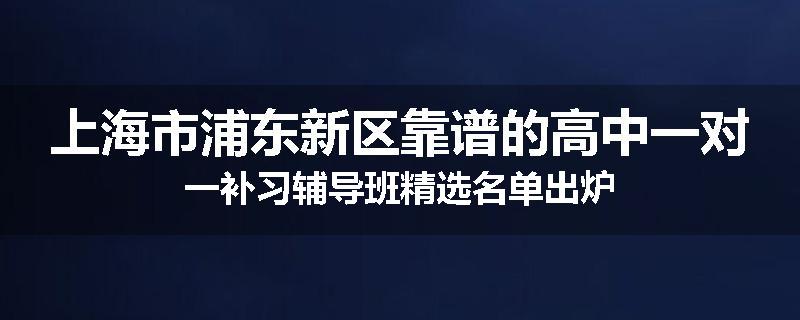 上海市浦东新区靠谱的高中一对一补习辅导班精选名单出炉