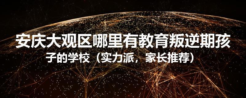 安庆大观区哪里有教育叛逆期孩子的学校（实力派，家长推荐）