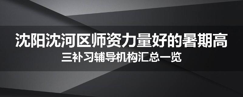 沈阳沈河区师资力量好的暑期高三补习辅导机构汇总一览