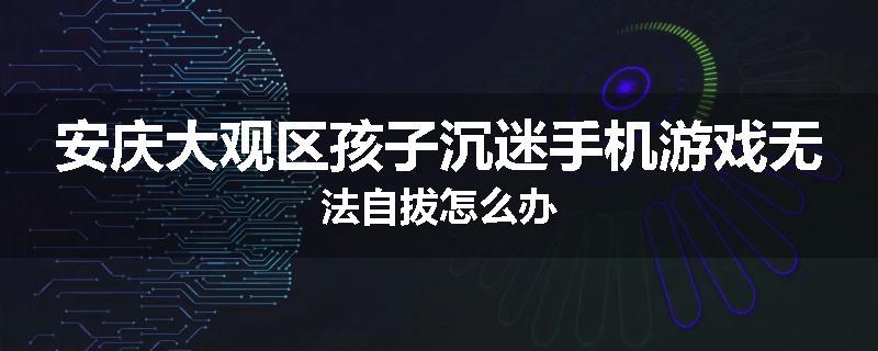 安庆大观区孩子沉迷手机游戏无法自拔怎么办