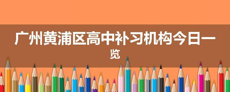 广州黄浦区高中补习机构今日一览