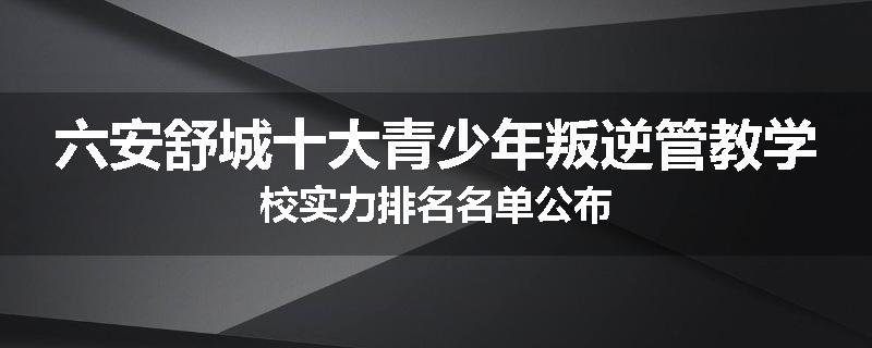 六安舒城十大青少年叛逆管教学校实力排名名单公布