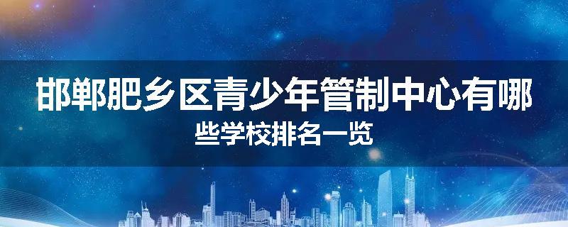 邯郸肥乡区青少年管制中心有哪些学校排名一览