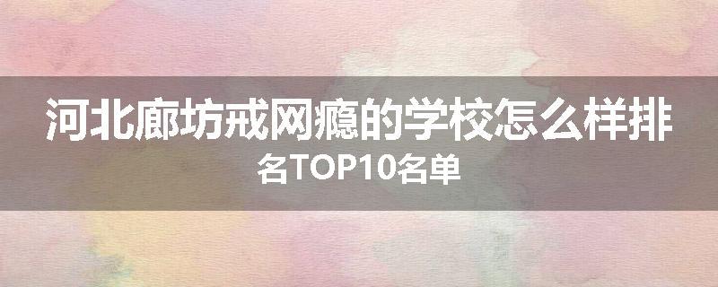河北廊坊戒网瘾的学校怎么样排名TOP10名单
