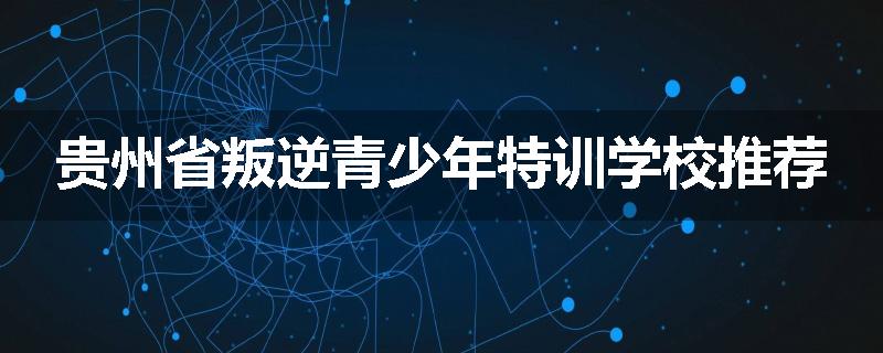 贵州省叛逆青少年特训学校推荐