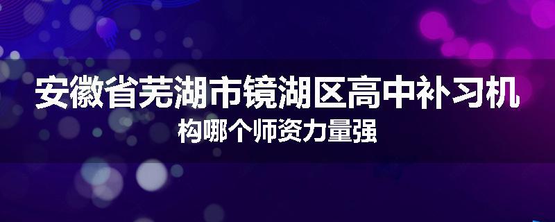 安徽省芜湖市镜湖区高中补习机构哪个师资力量强