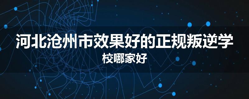 河北沧州市效果好的正规叛逆学校哪家好